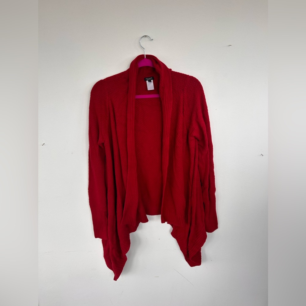 Talbots Red Sweater Shawl Draped Cardigan